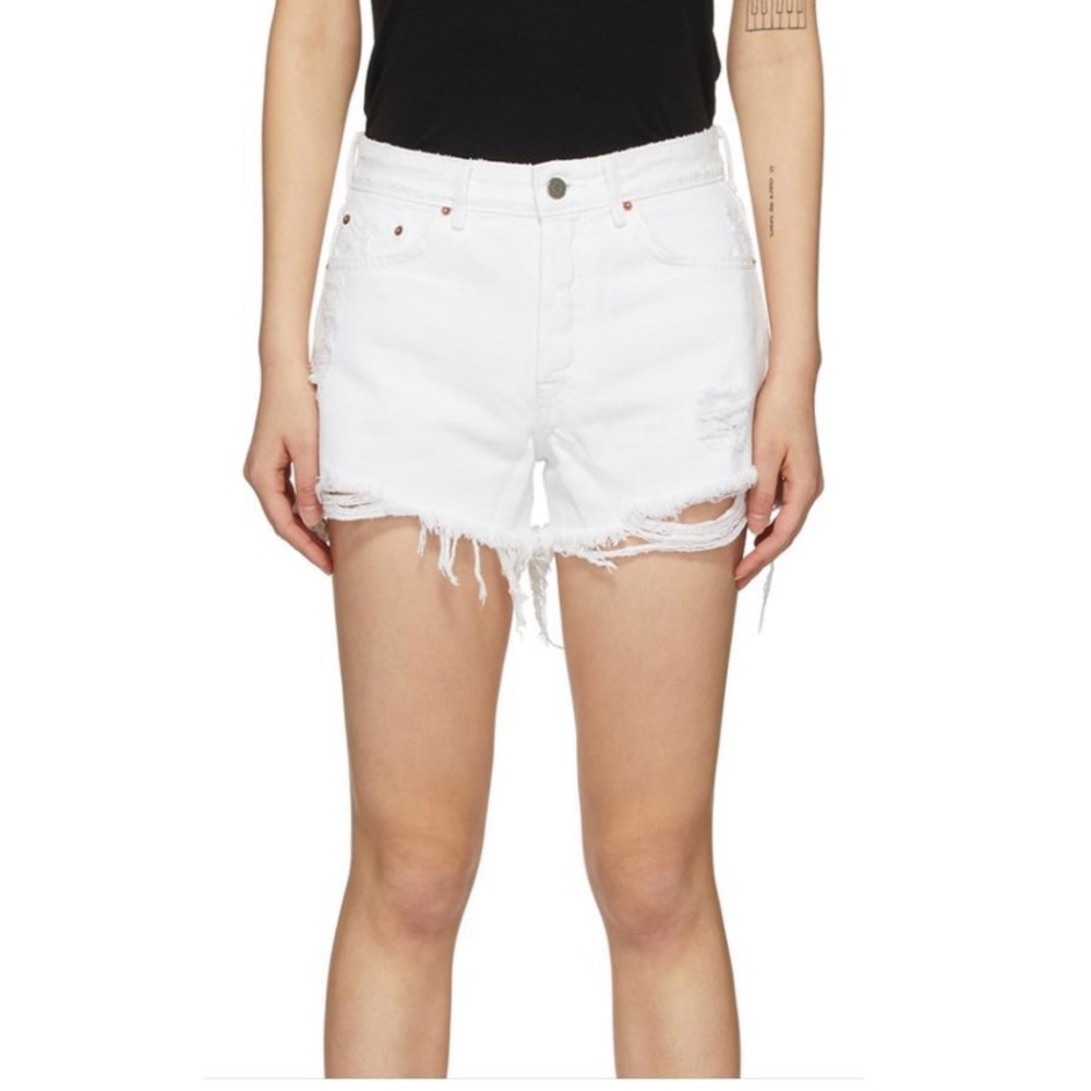 GRLFND Helena White Denim Shorts